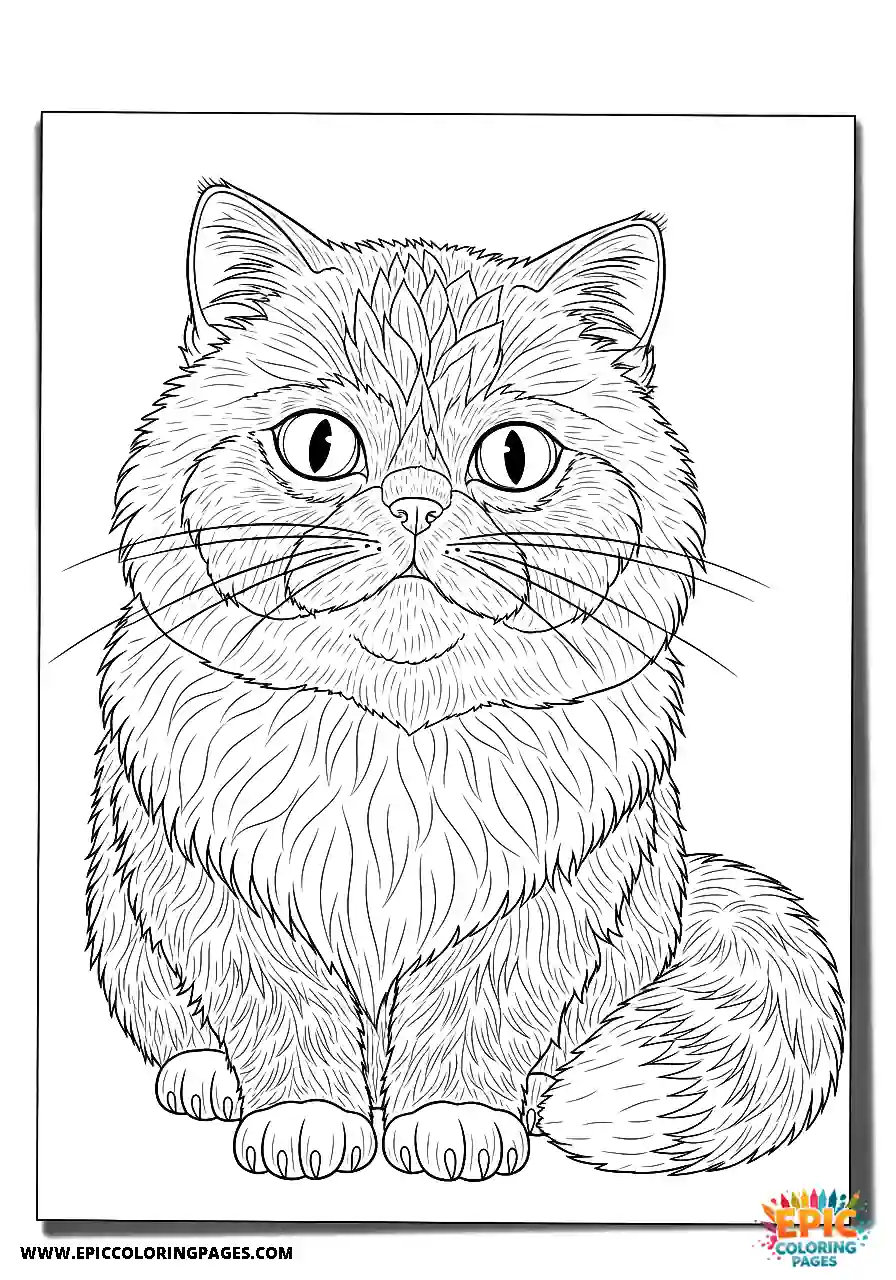 Persian Persian cat cartoon style coloring page easy to color