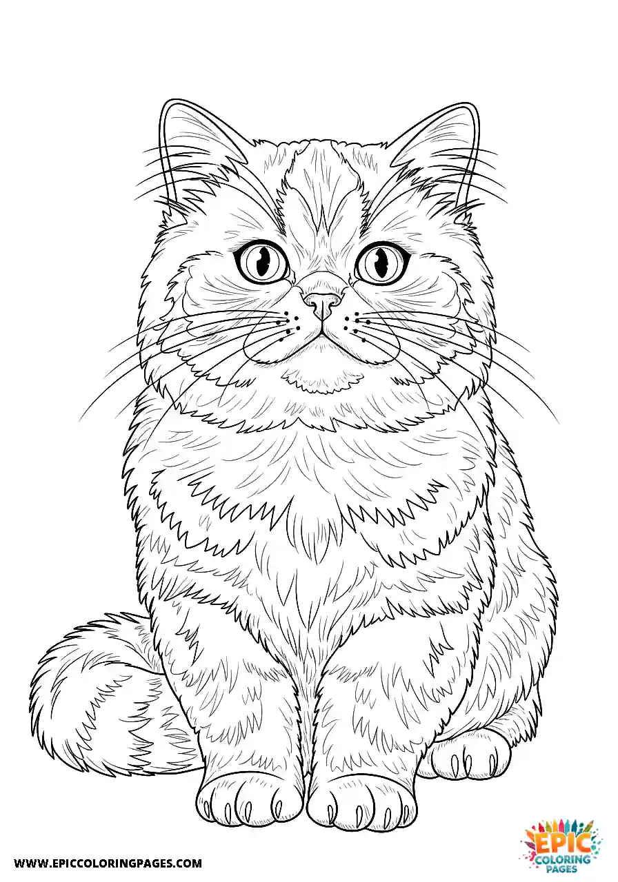 Persian Persian cat cartoon style coloring page easy to color