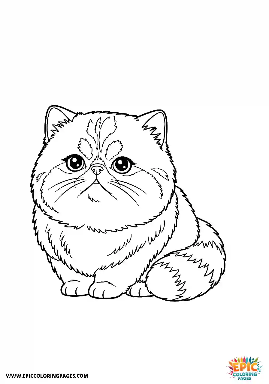 Persian Persian cat Chibi style coloring page for kids