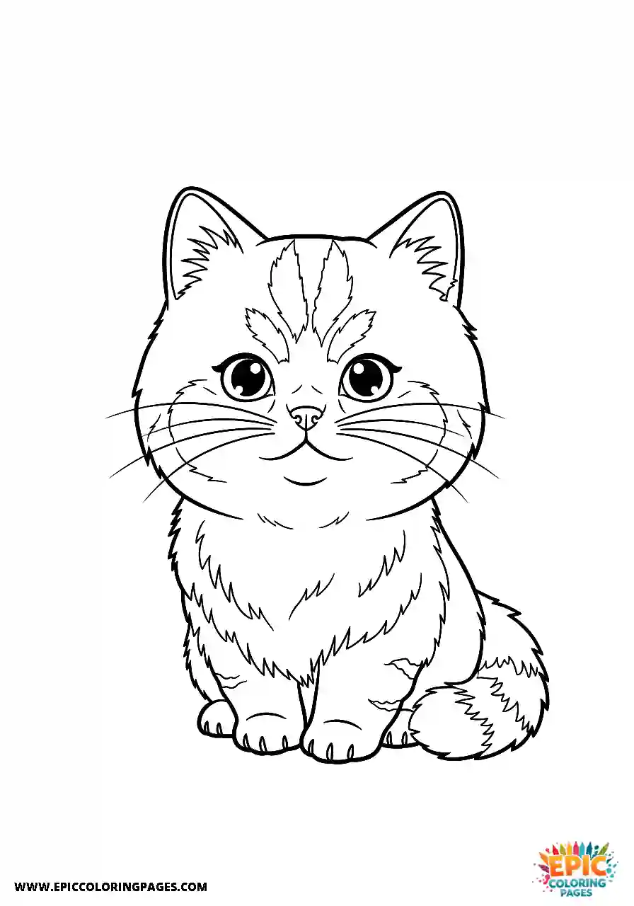 Persian Persian cat Chibi style coloring page simple for beginners