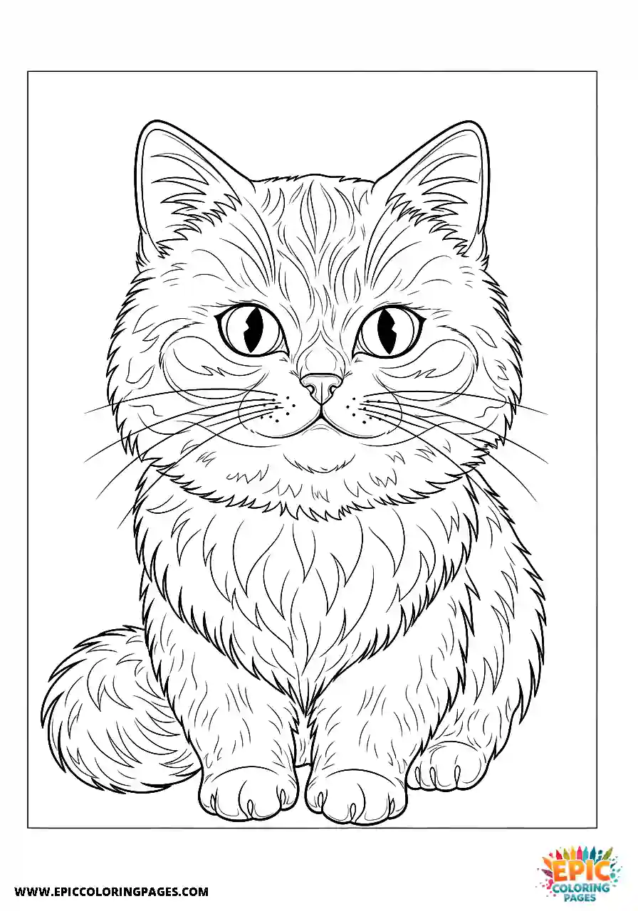 Persian Persian cat Chibi style coloring page simple to do