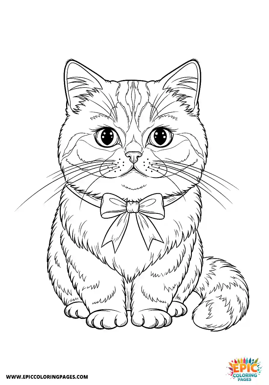 Persian Persian cat Chibi style coloring page thick lines