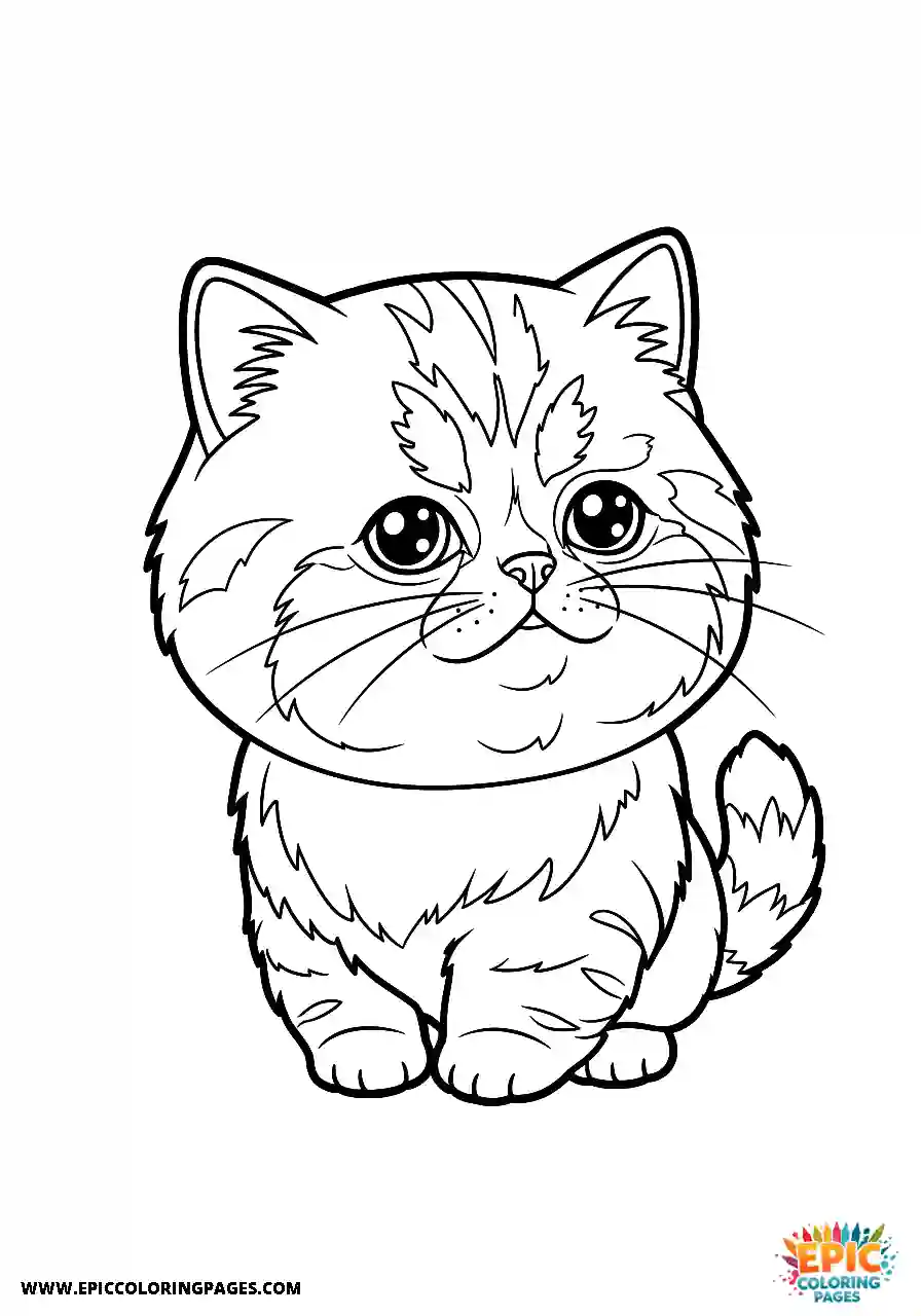 Persian Persian cat Chibi style coloring sheet cute for kids