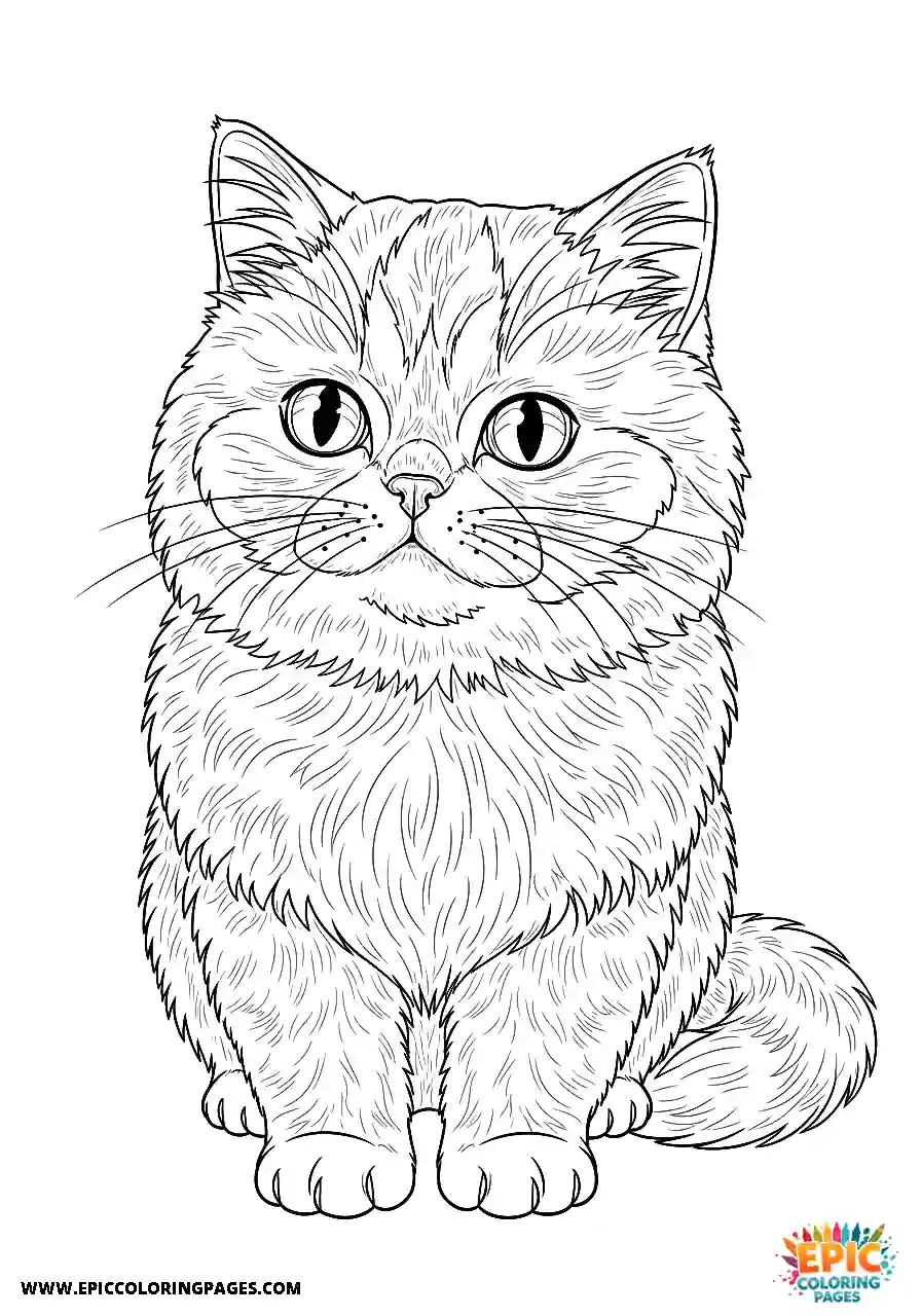 Persian Persian cat Chibi style coloring sheet for adults