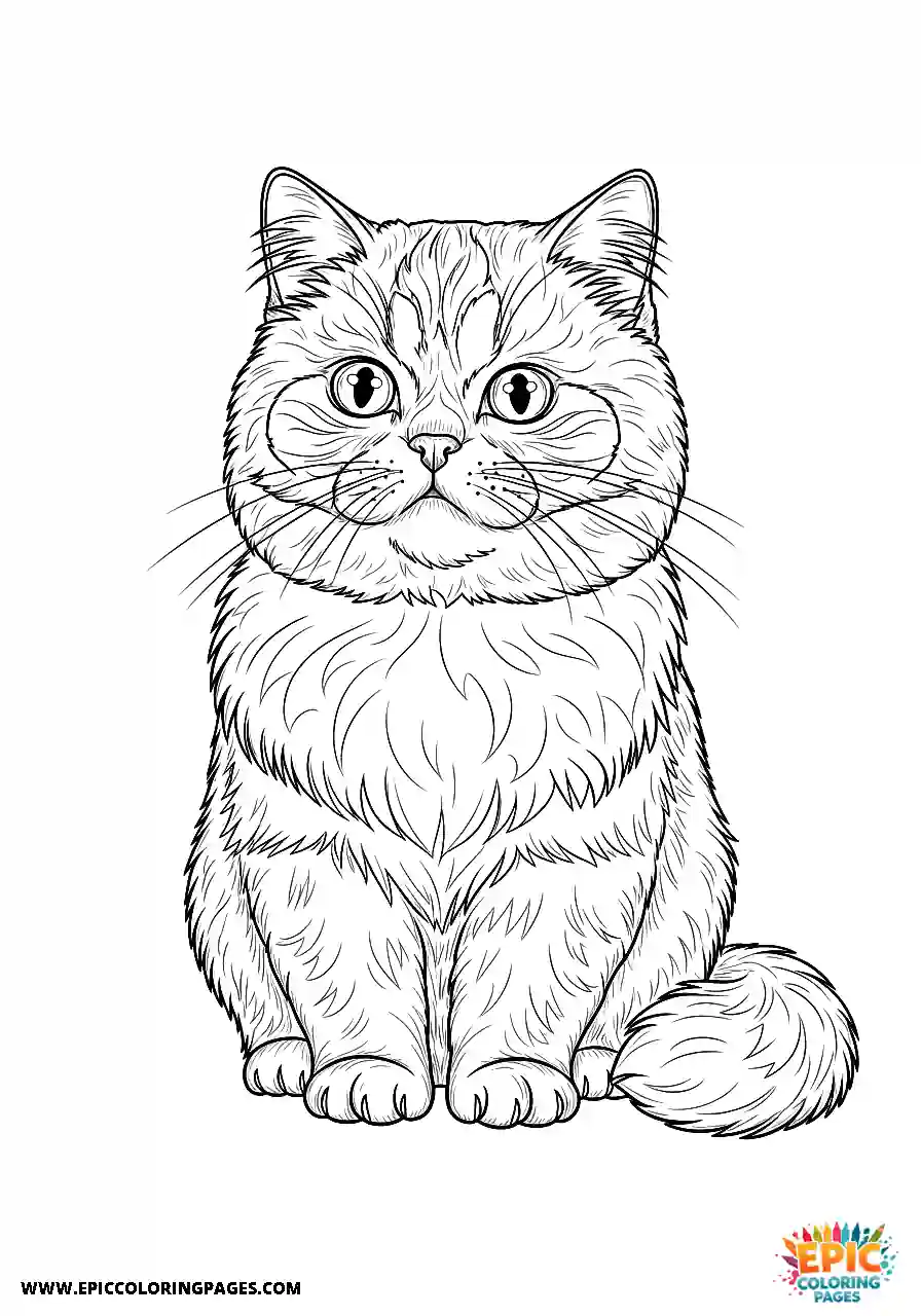 Persian Persian cat Chibi style coloring sheet for kids