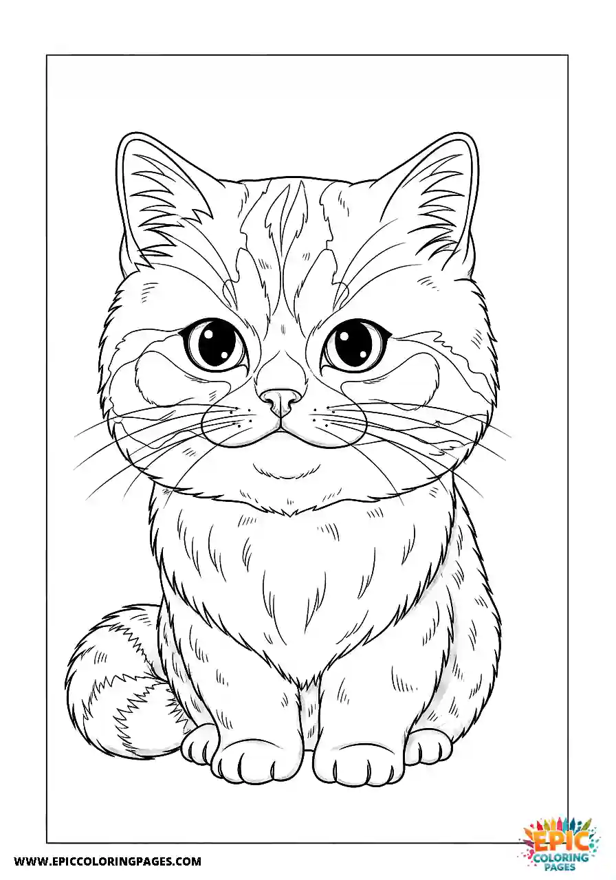 Persian Persian cat Chibi style sketch coloring sheet simple and clear