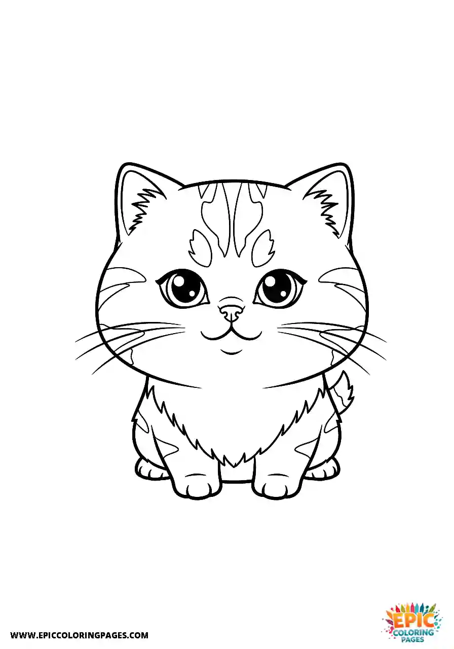 Persian Persian cat Chibi style with thick lines coloring page for adults
