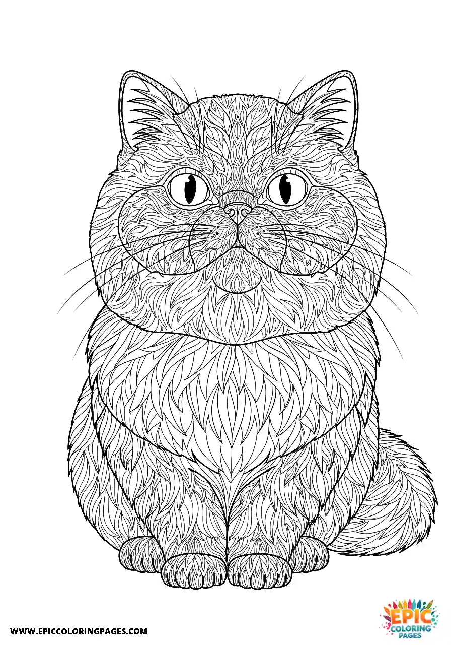Persian Persian cat coloring sheet easy for beginners