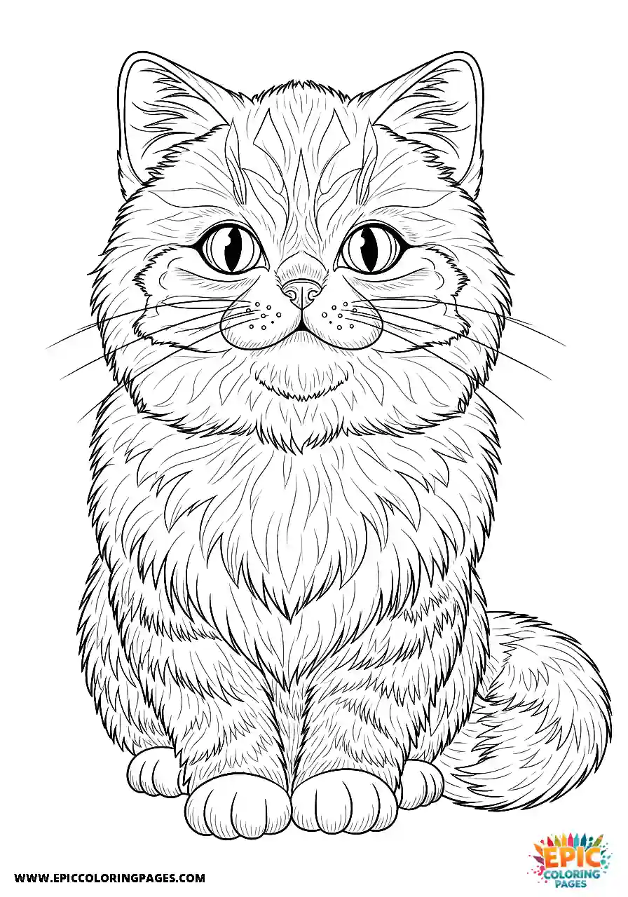 Persian Persian cat Disney style coloring page cute and easy