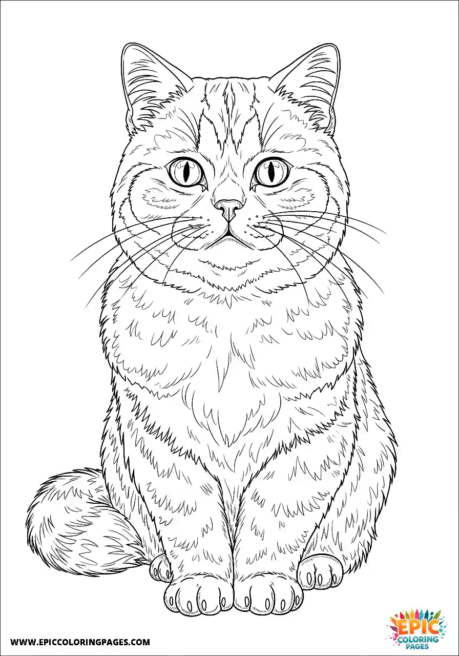 Persian Persian cat manga style illustration coloring sheet easy