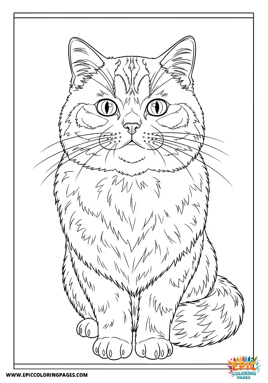 Persian Persian cat manga style sketch coloring page for kids