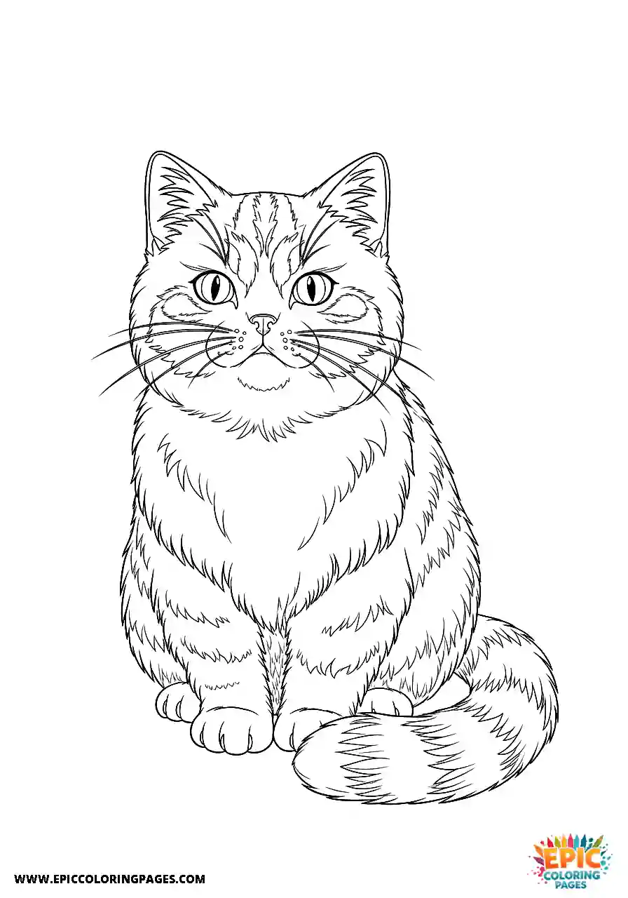 Persian Persian cat resting on a pillow in anime style coloring page
