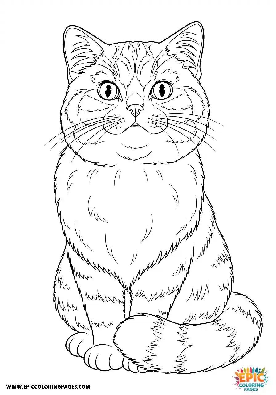 Persian Persian cat with wide eyes in anime style coloring page cute