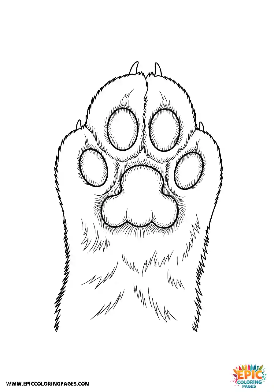 Close up of a Maine Coon paw pad in realistic style