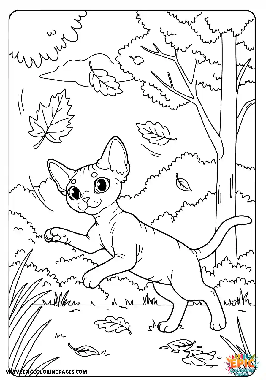 Devon Rex A realistic devon rex cat chasing a falling leaf