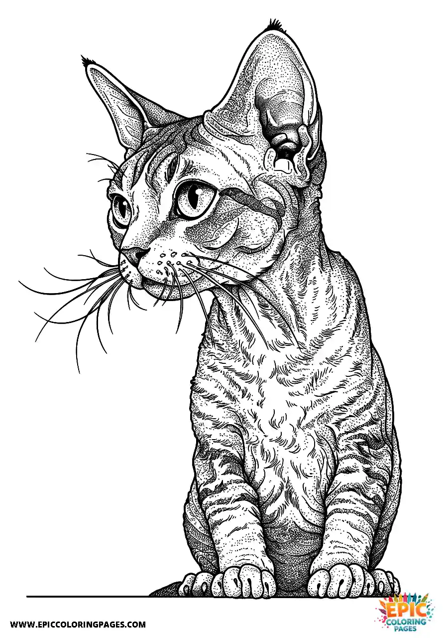 Devon Rex A realistic devon rex cat with a contemplative expression