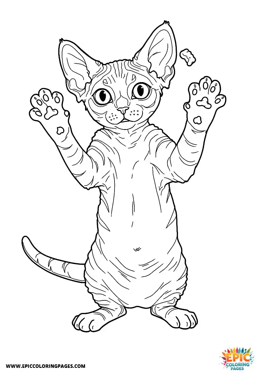 Devon Rex The realistic devon rex cat with an eager expression while reaching for a treat