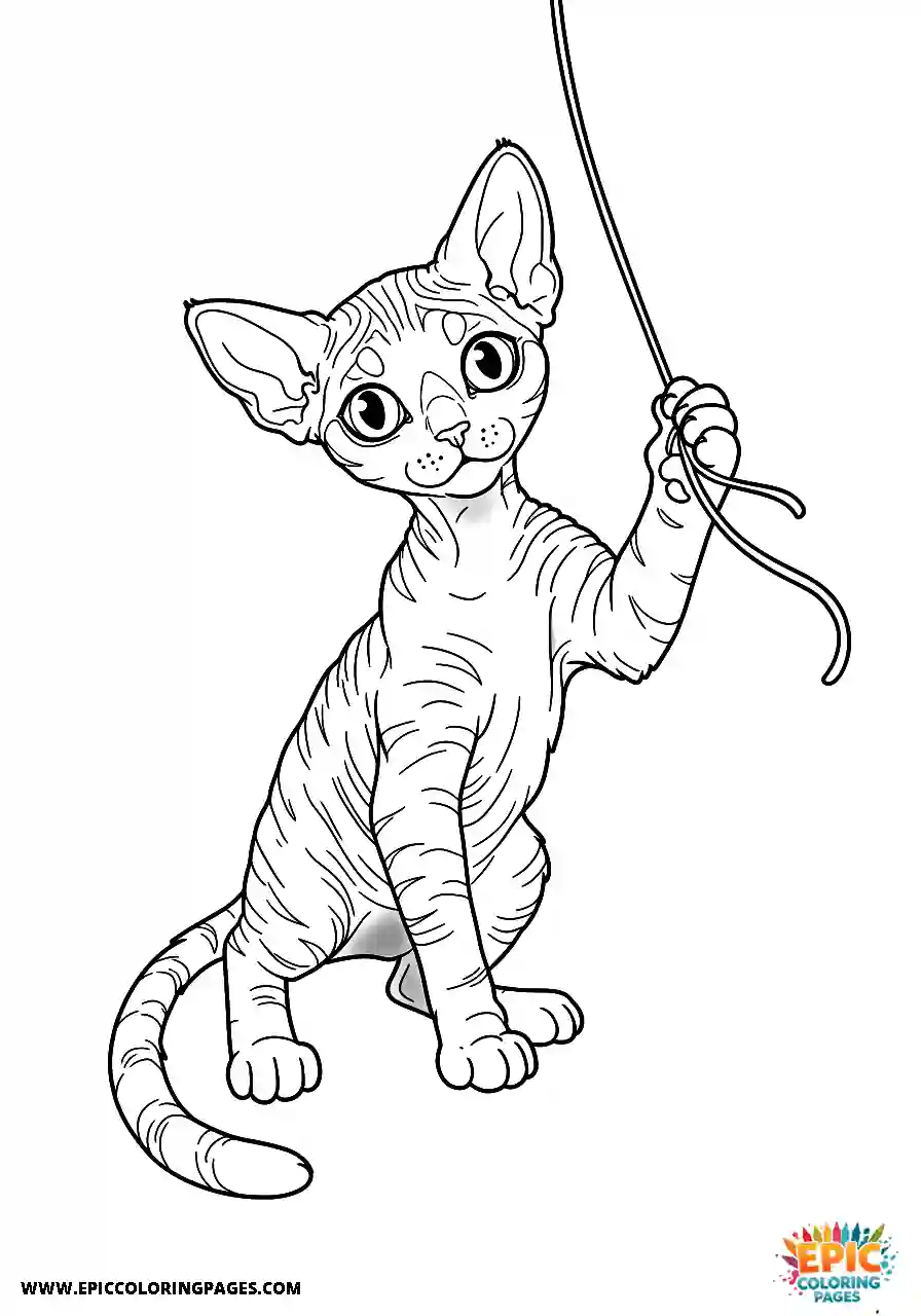 Devon Rex A realistic devon rex cat engaged in playing with a string