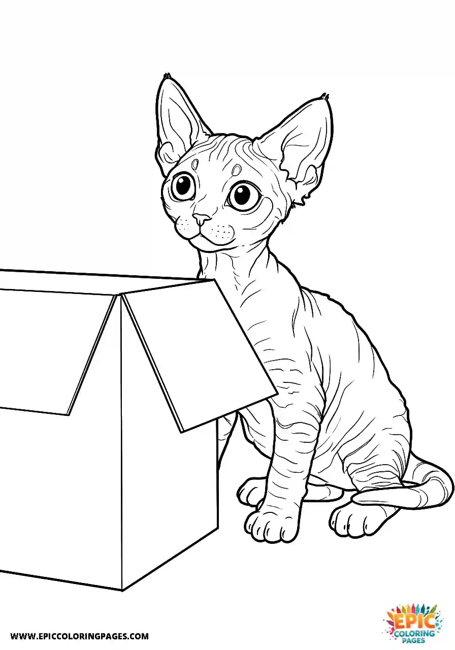 Devon Rex The realistic devon rex cat exploring a new box