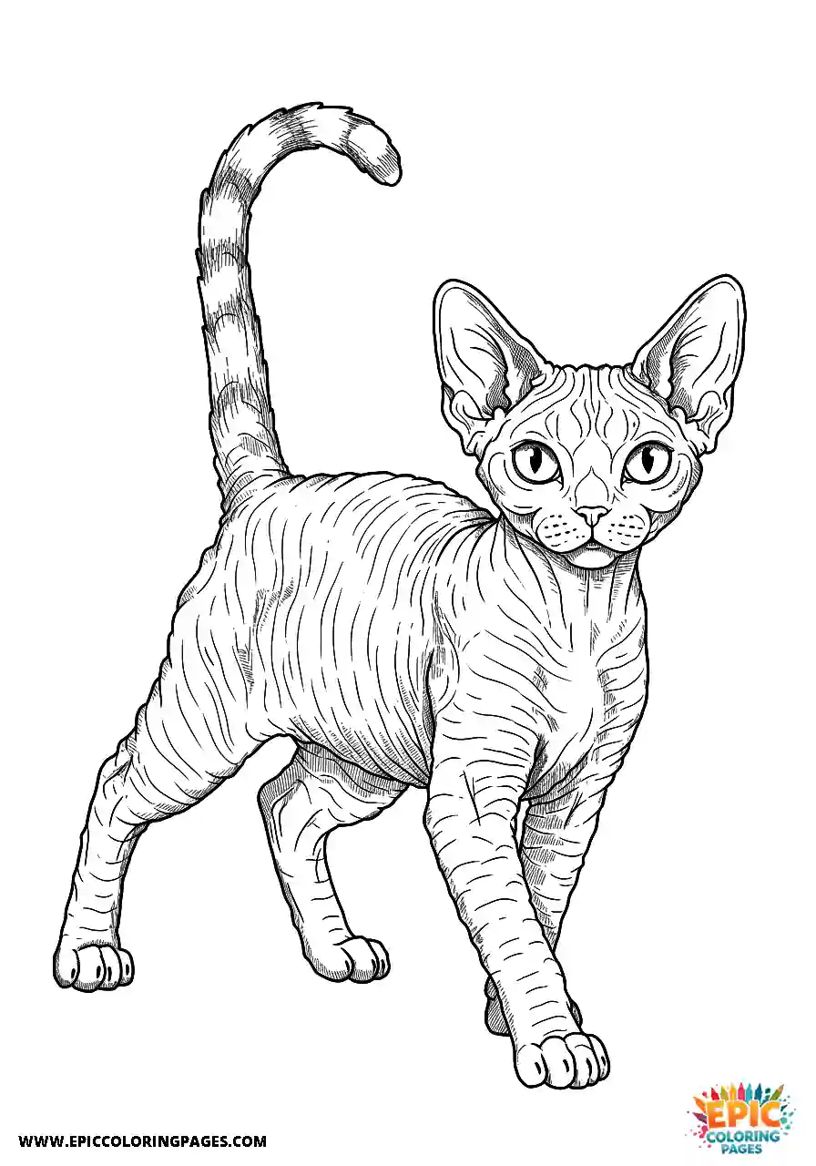 Devon Rex The realistic devon rex cat with a flowing tail