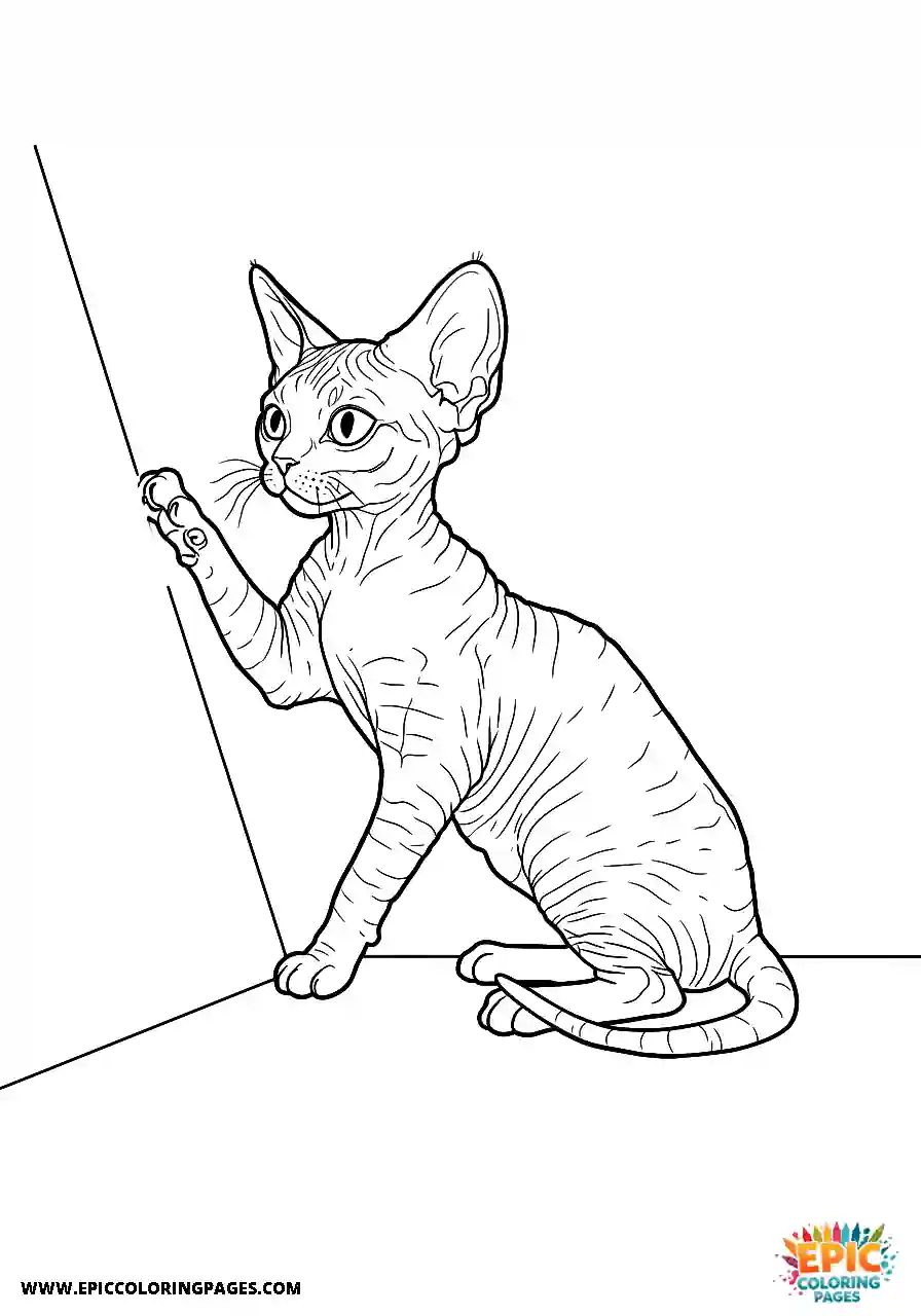 Devon Rex Realistic devon rex cat playing joyfully with a light reflection