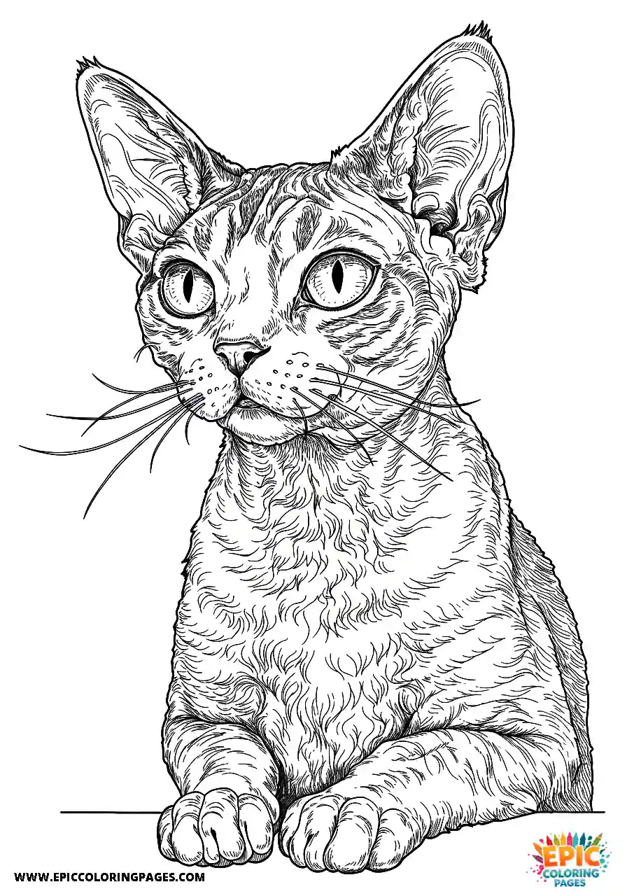 Devon Rex A realistic elegant devon rex cat with a serene expression