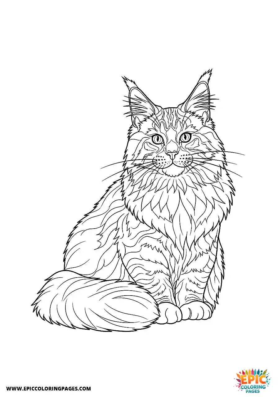 Form and shape of a Maine Coon in realistic style