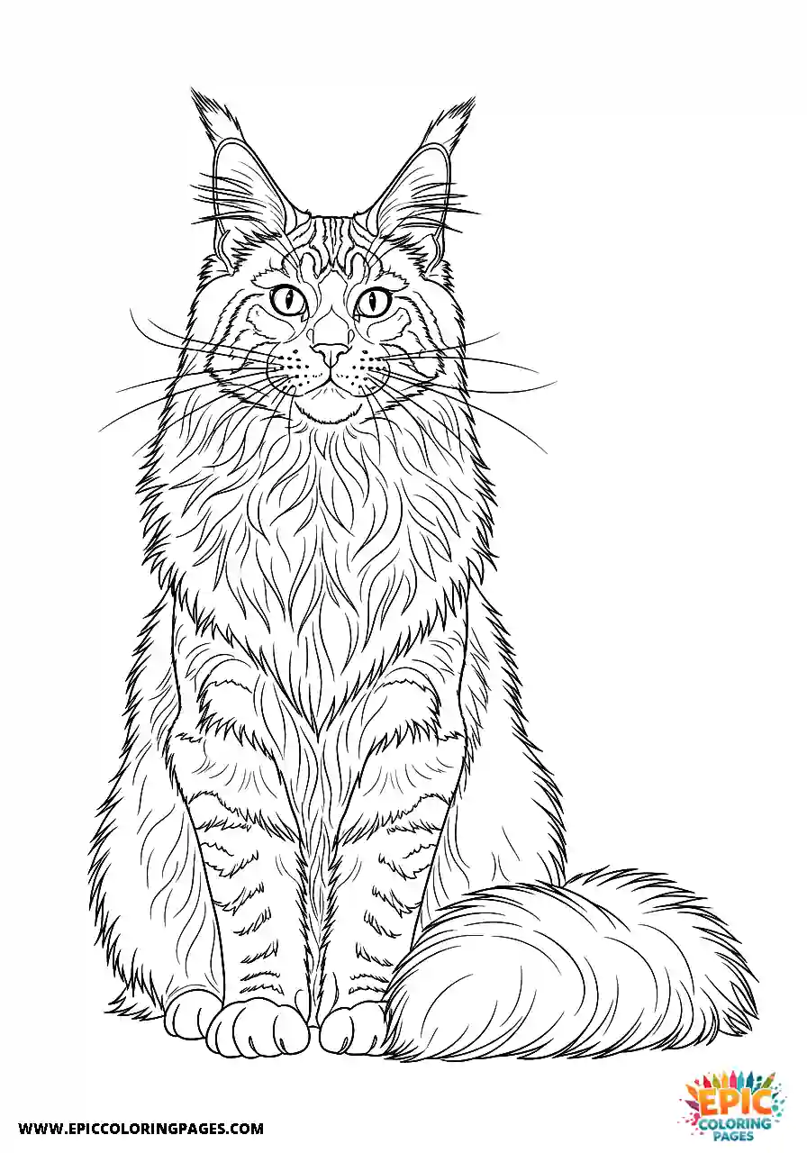 Maine Coon with an attentive expression in realistic style