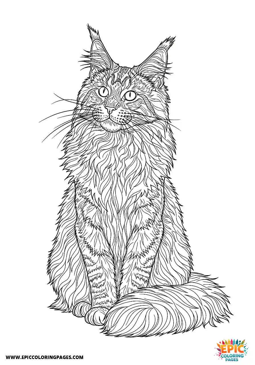 Maine Coon with a visible neck ruff in realistic style