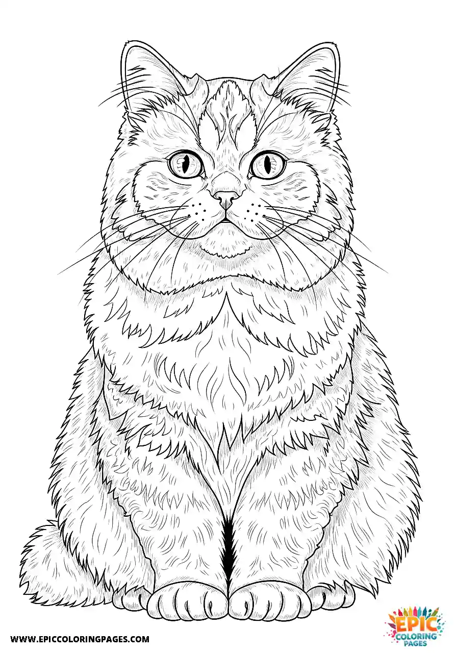 Persian Realistic Persian cat art coloring page for adults