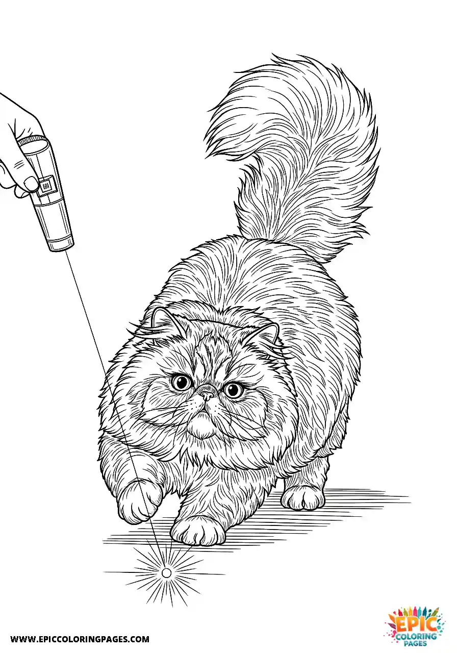 Persian Realistic Persian cat chasing a laser pointer for adults