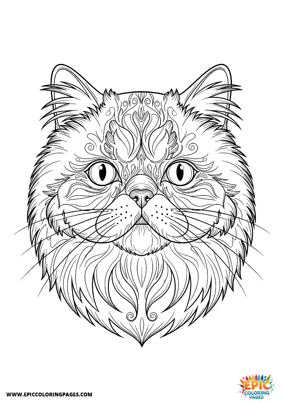 Persian Realistic Persian cat close-up headshot sketch for adults