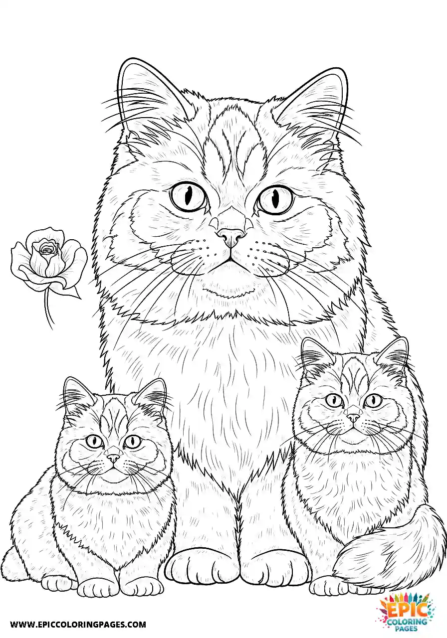Persian Realistic Persian cat coloring sheet for adults