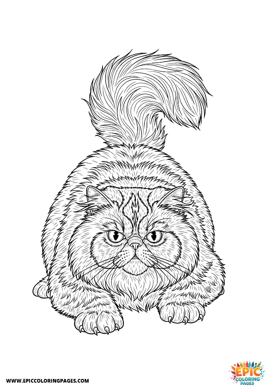 Persian Realistic Persian cat in a battle-ready crouch for adults