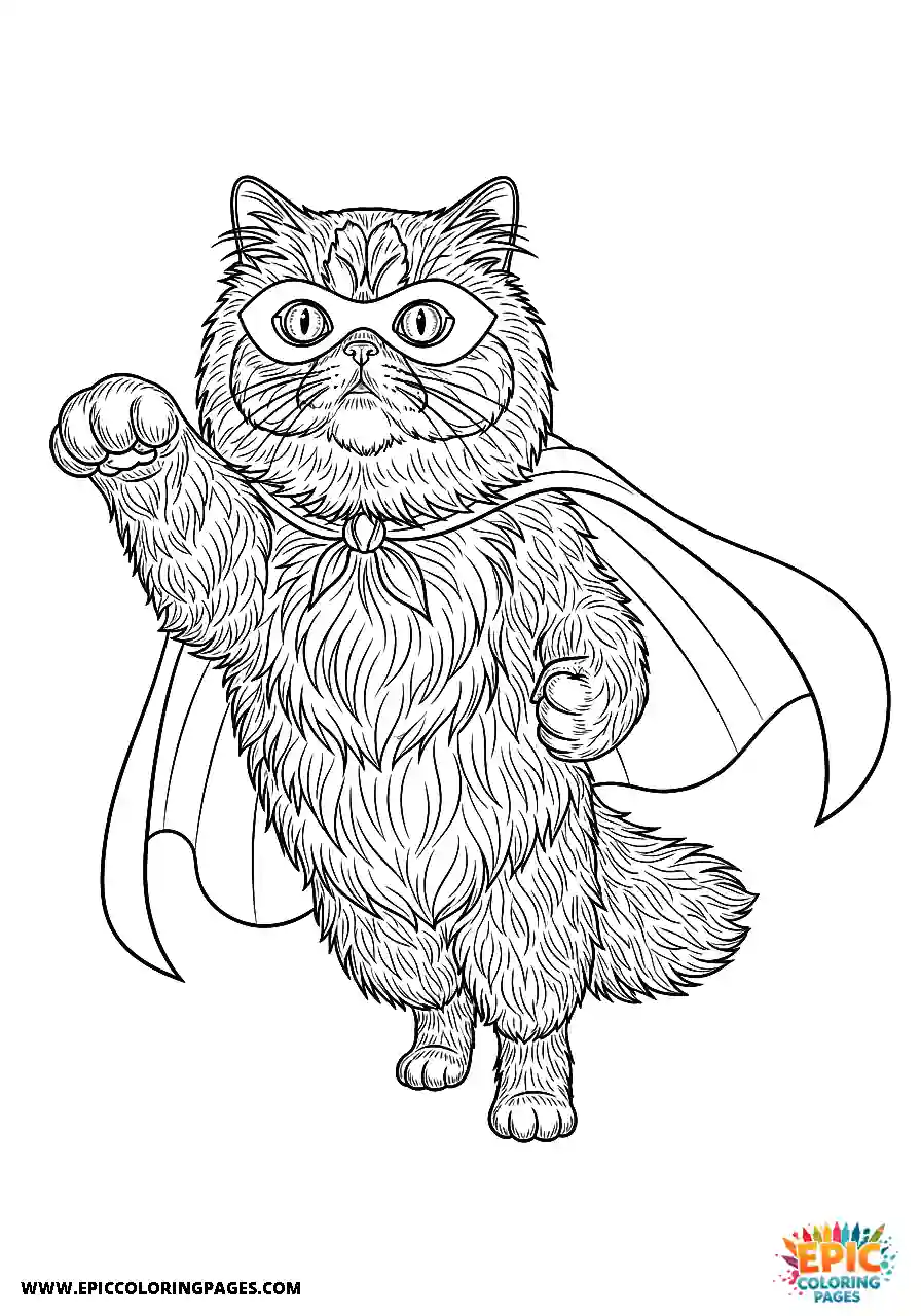 Persian Realistic Persian cat in a superhero pose for adults