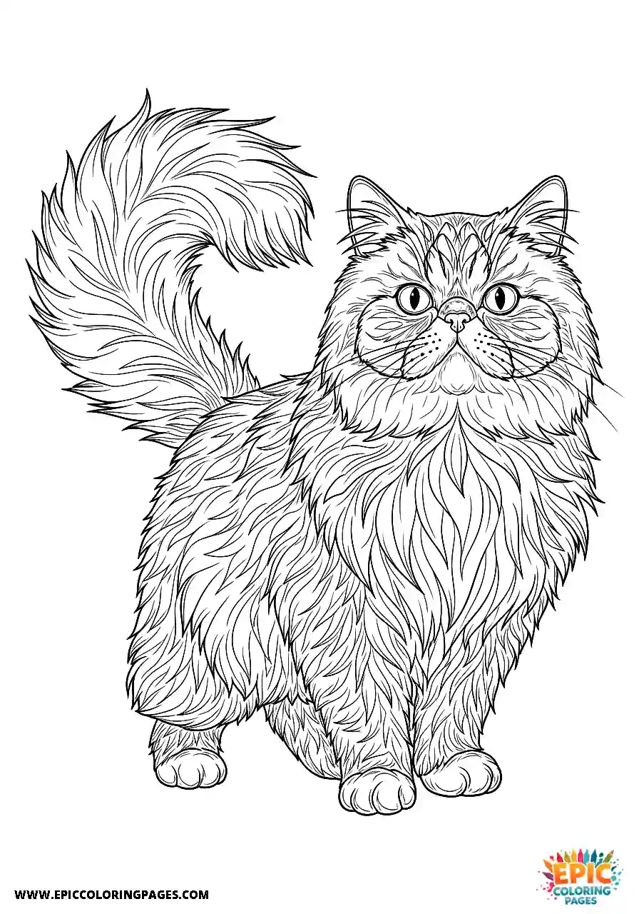 Persian Realistic Persian cat looking heroic coloring sheet for adults