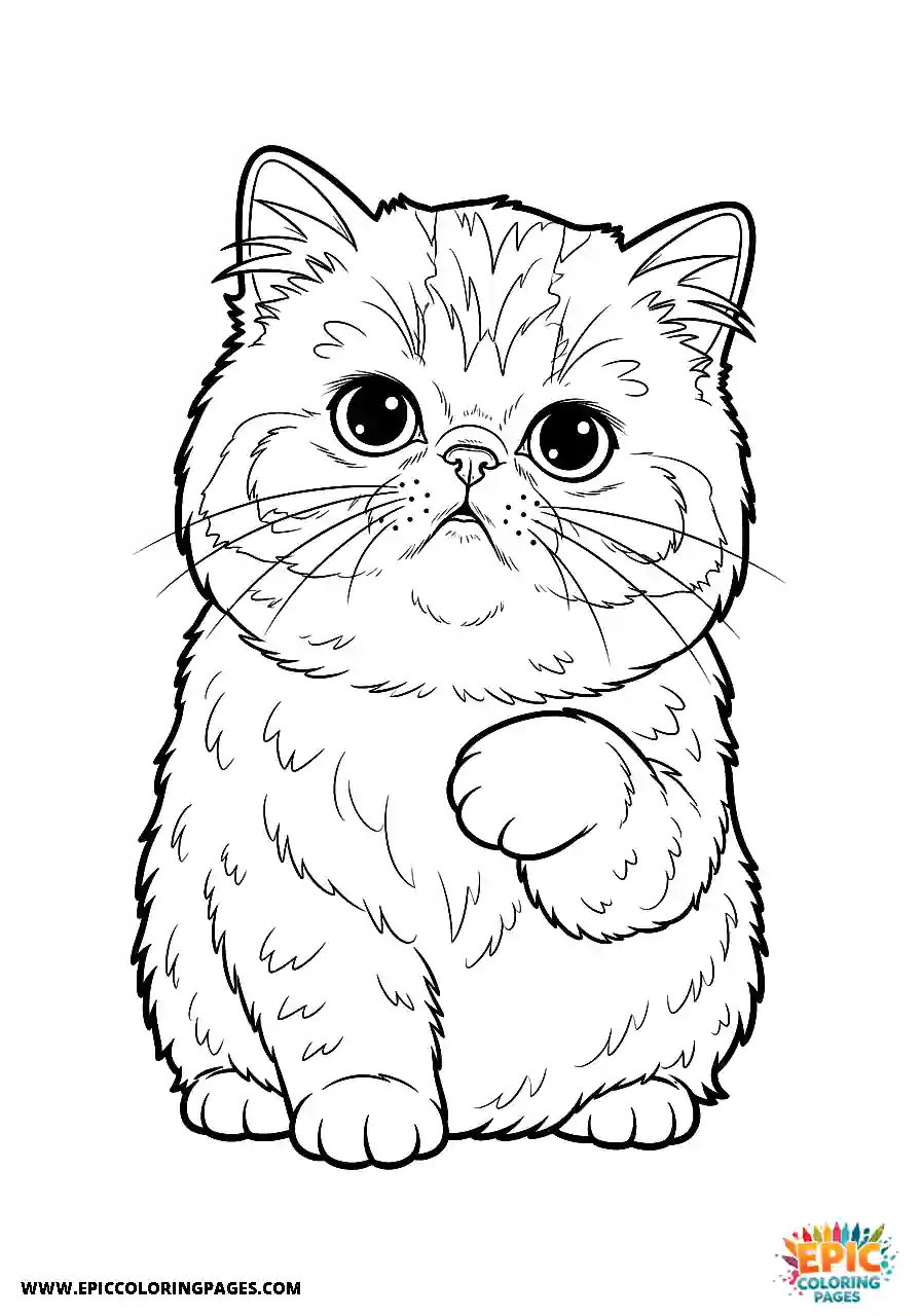 Persian Realistic Persian cat looking skeptical coloring page for adults