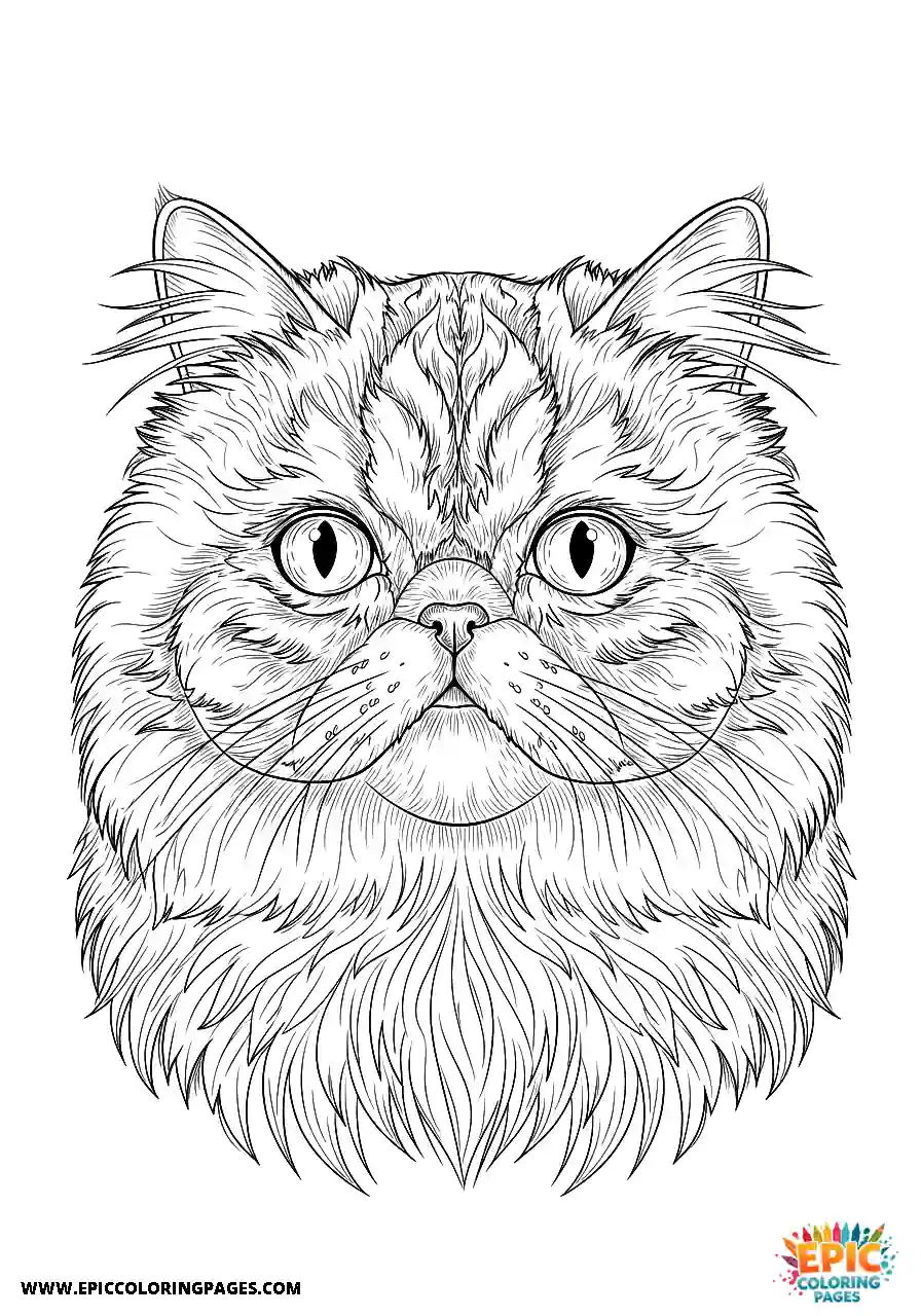 Persian Realistic Persian cat low angle portrait illustration