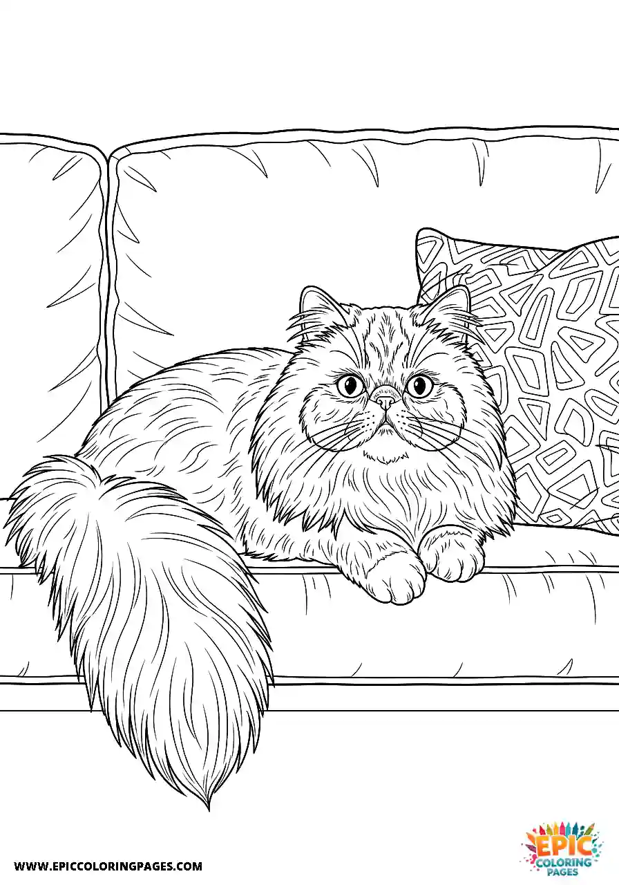 Persian Realistic persian cat lying on a sofa