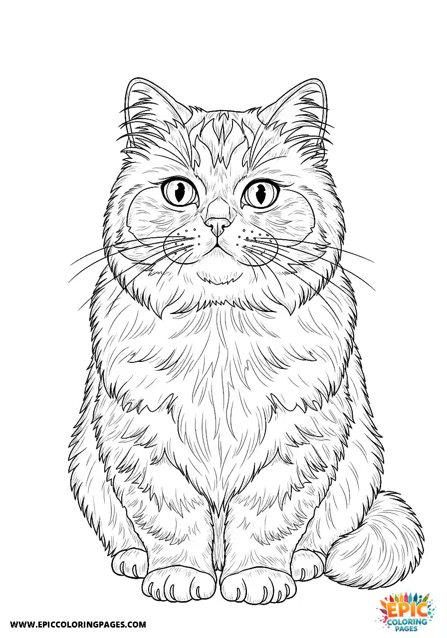 Persian Realistic Persian cat manga style coloring page for adults