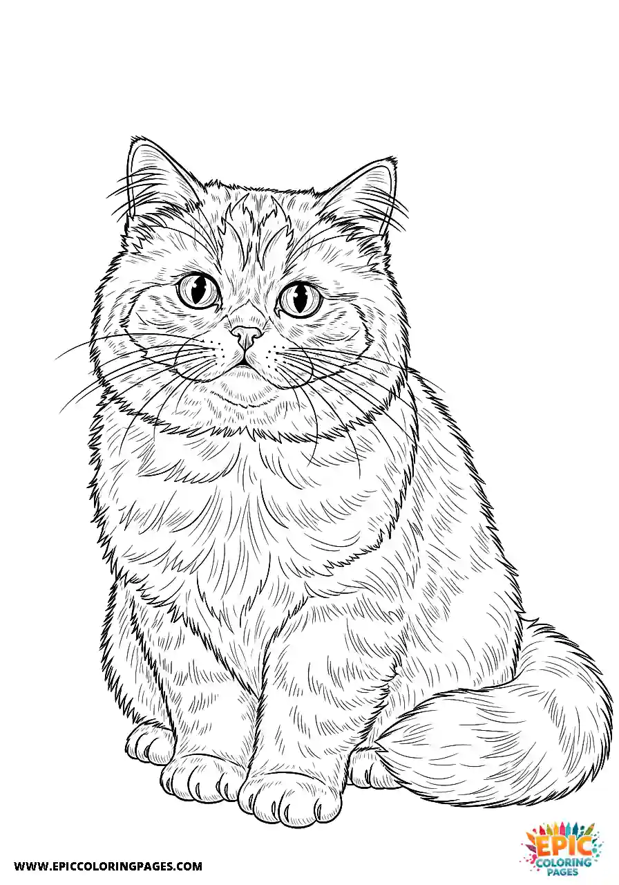 Persian Realistic Persian cat manga style coloring page for adults