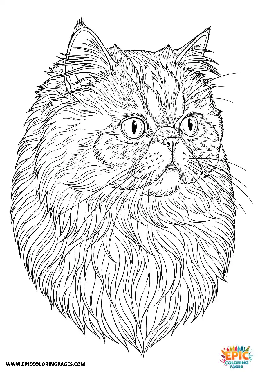 Persian Realistic Persian cat side profile of the face coloring page for adults