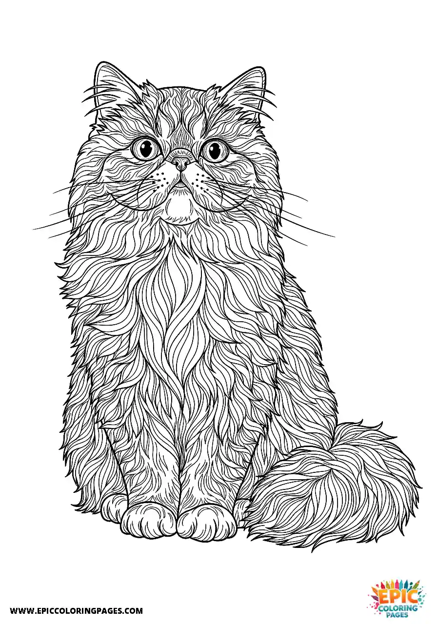 Persian Realistic Persian cat sitting attentively sketch