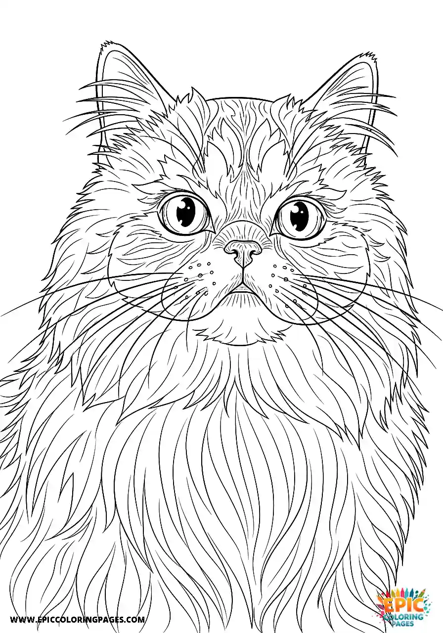 Persian Realistic Persian cat with a confused look coloring page