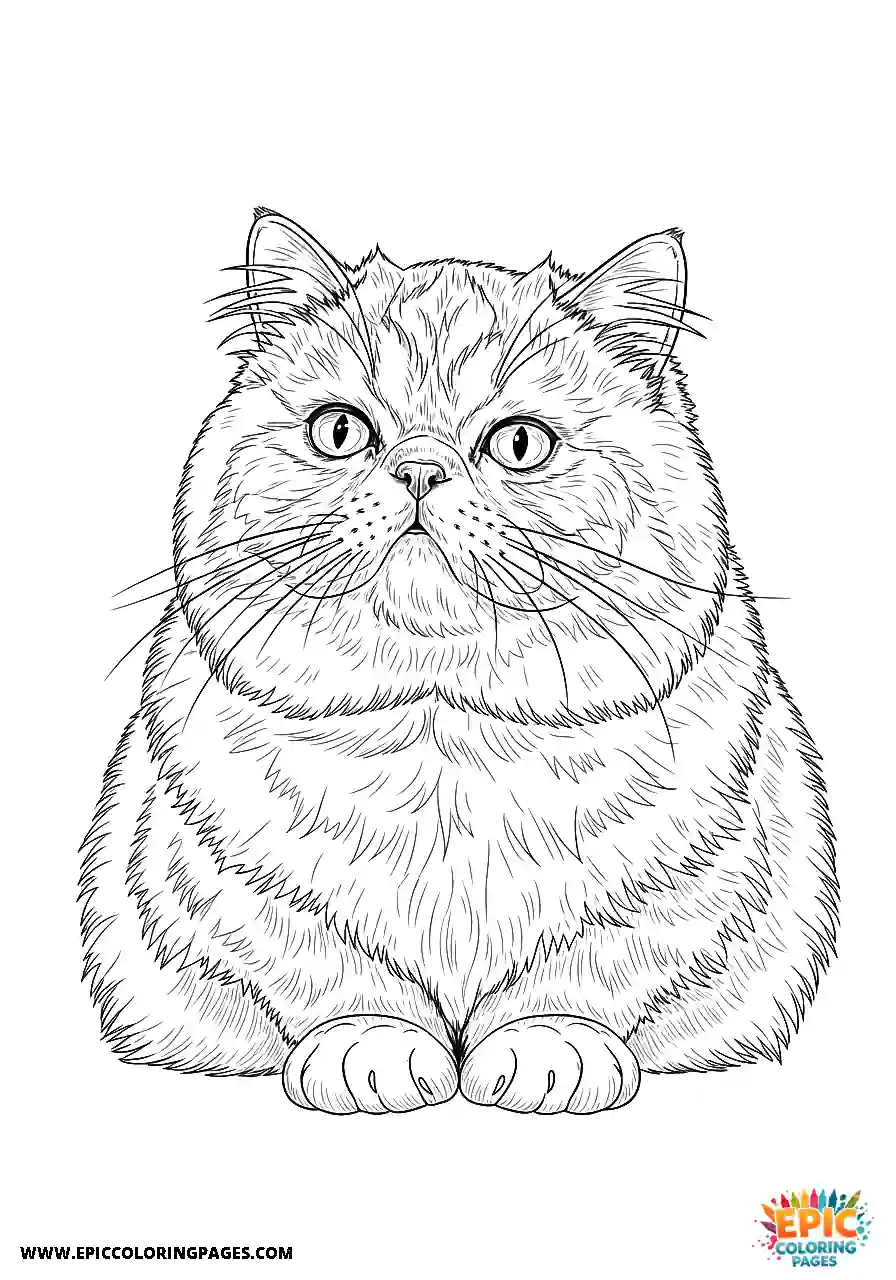 Persian Realistic Persian cat sketch with a gentle expression for adults