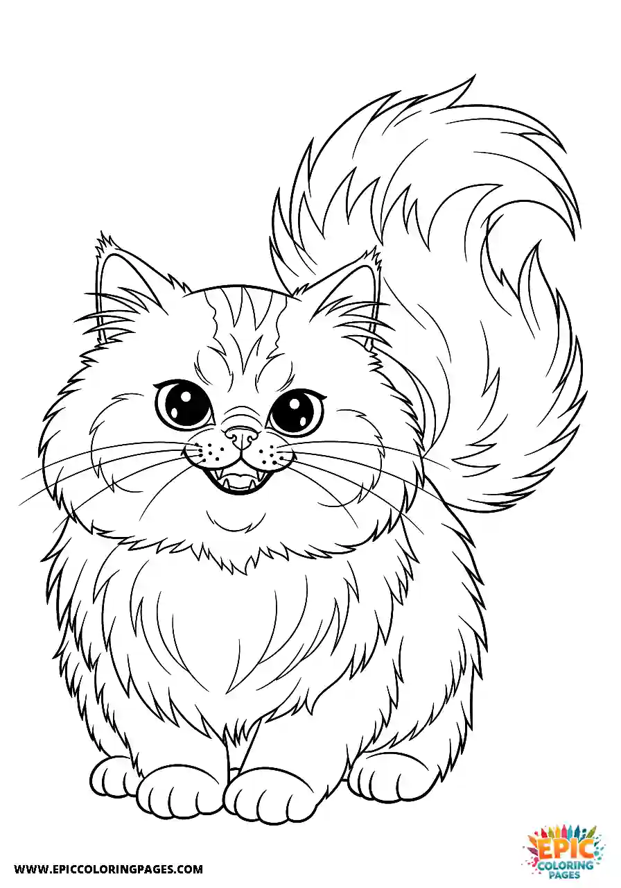 Persian Realistic Persian cat with a mischievous grin coloring page for adults