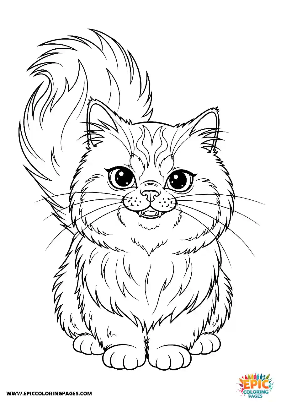 Persian Realistic Persian cat with a mischievous grin coloring sheet