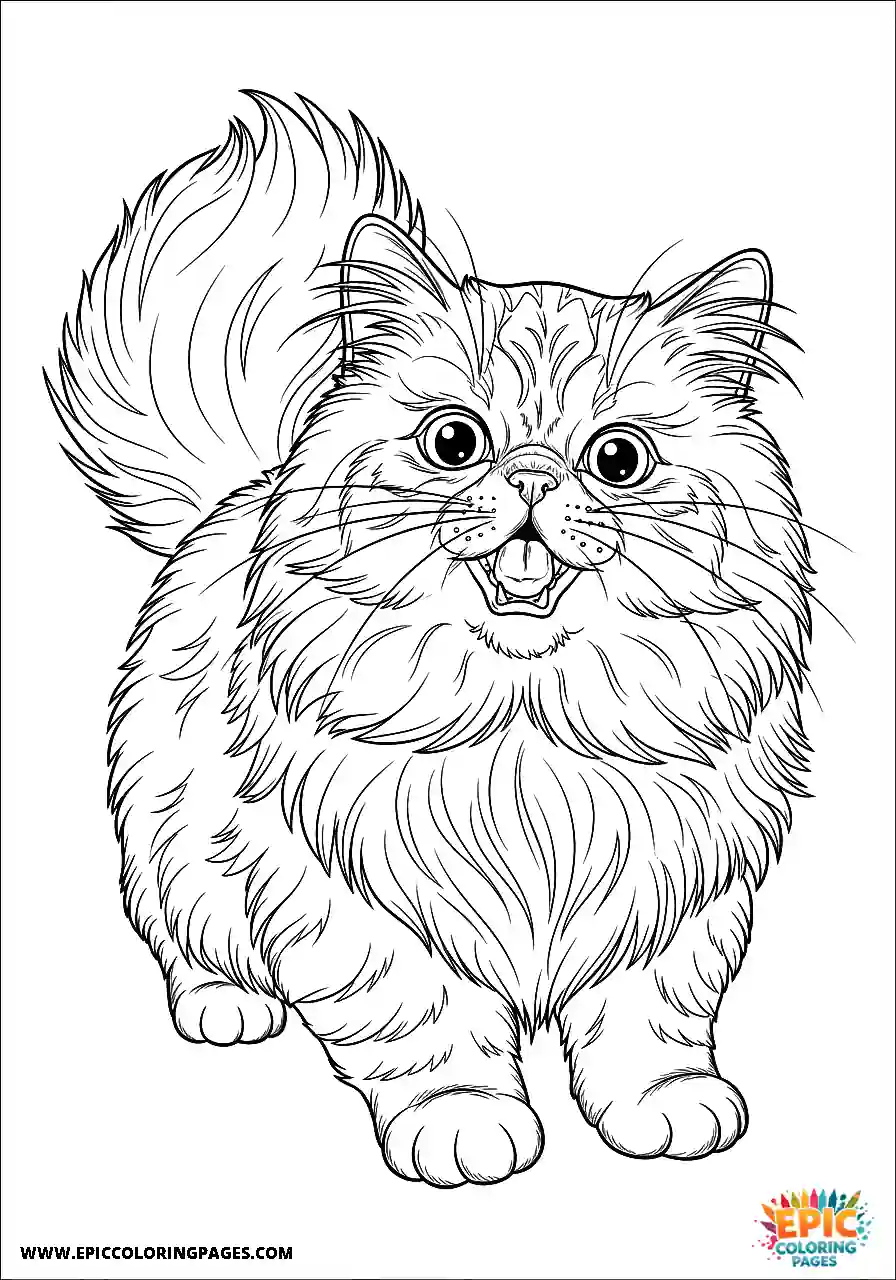 Persian Realistic Persian cat with an excited expression coloring sheet for adults