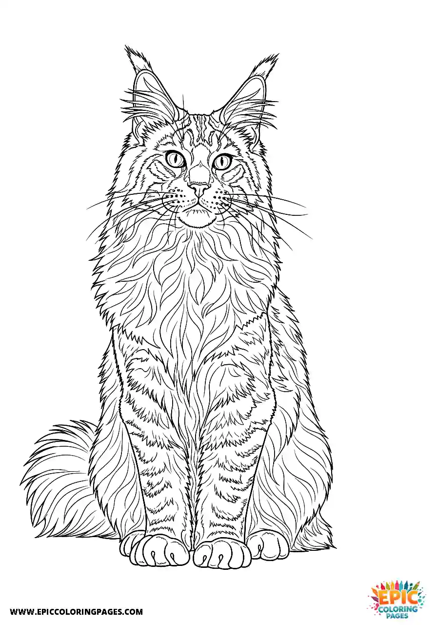 Silhouette of a Maine Coon in realistic style
