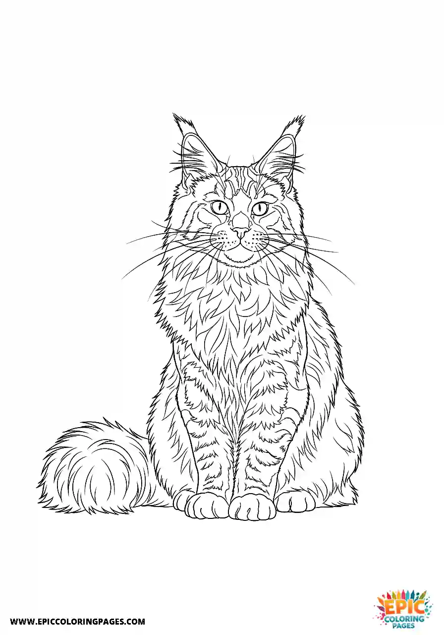 Silhouette shape of a Maine Coon in realistic style